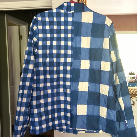 NWT Hutch Anthropologie mixed blue/white Gingham Blazer Size Medium - Picture 3 of 5